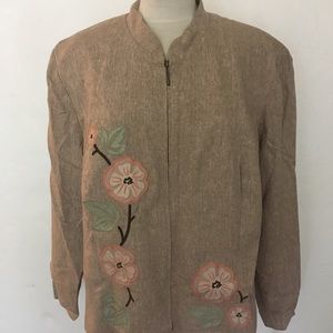 New Dressbarn Tan Embroidered Jacket Sz 3x